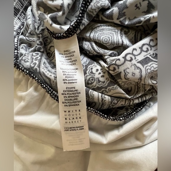 White House Black Market white and black 3/4 sleeve paisley boho dress - Picture 9 of 9